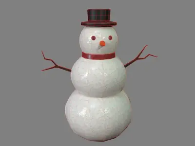 Little cute snowman Free low-poly 3D model