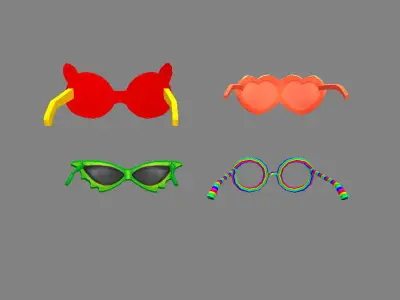 Cartoon glasses for ladies Low-poly 3D model