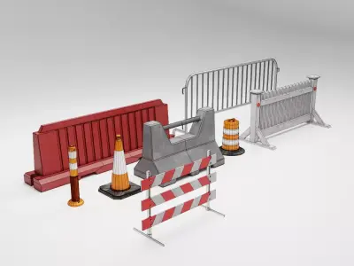 Decorative City Barriers Low-poly 3D model