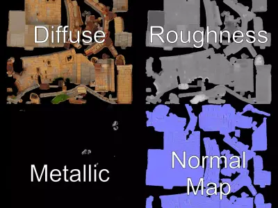 Medieval Stone Fortress model pack Low-poly 3D model