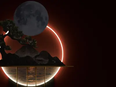 Lunar Bonsai Lamp Low-poly 3D model