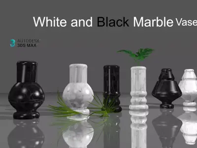 White and Black Marble Vase Decoration Low-poly 3D model