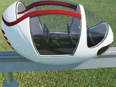 Monoriel futuristic train on track 3D model