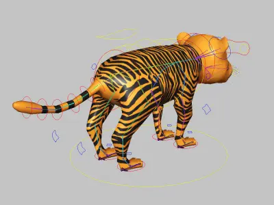 Tiger rigged toon 3d model  Low-poly 3D model