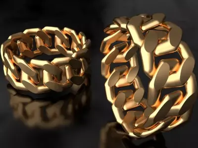 Miami Cuban Link Chain Ring 10mm wide 3D print model 3D print model