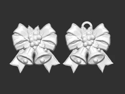 christmas ribbon bow decor 12 3D print model