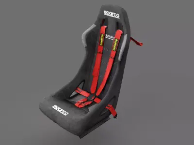 Sparco Sprint Racing Seat with 6 Point Harnes Low-poly 3D model
