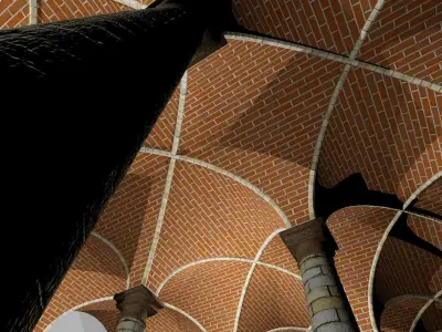 Vaulting 2-1  Romanic  500cm spaced with thin curbs Low-poly 3D model