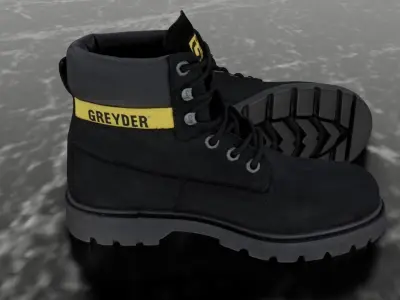 GREYDER  - 3D BOOTS - BLACK Low-poly 3D model