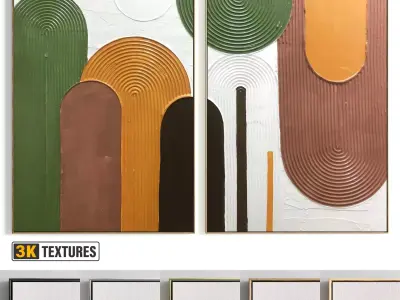 Plaster Two Photo Frame 454 Low-poly 3D model