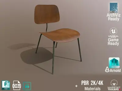 Detailed Vintage School Chair Aged Design PBR - Lumion - UE4 Low-poly 3D model