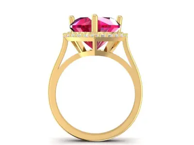 Heart Ruby Diamond Halo Ring 3D Model 1498 3D print model