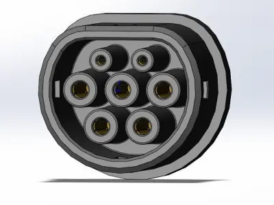 Type2 MENNEKES vehicle connector up to 480V 63A 3ph or 70A 1ph 3D print model