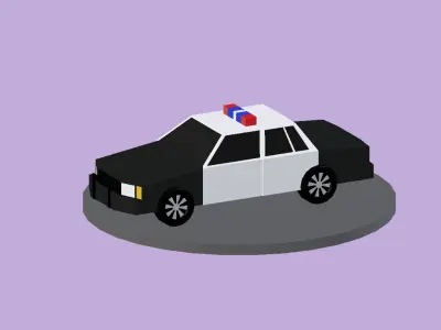 Lowpoly Car police Low-poly 3D model