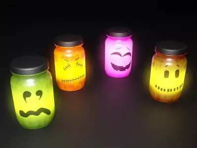 Light jar bulbs low poly 3d model  Low-poly 3D model