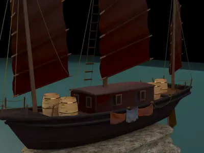 chinese junk ship 3D model