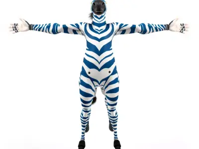 Blue Striped Zebra model pack Low-poly 3D model