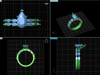 A Regal Flourish The Pear and Marquise Diamond Ring Band 3D print model