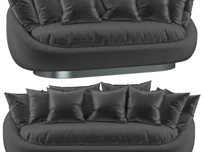 Stylish blue sofa rattan ceiling 3d model Low-poly 3D model