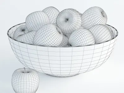 apples in glass bowl 3D model