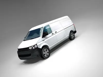 Transporter European  design panel van low poly Low-poly 3D model