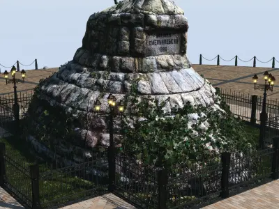 Bohdan Khmelnytsky Monument Kyiv  Low-poly 3D model