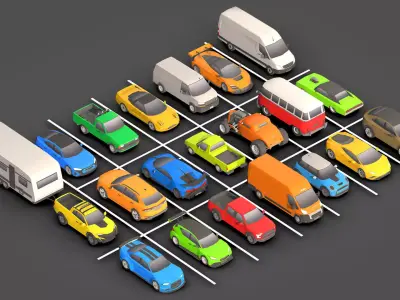 Low- Poly Cars Pack  Low-poly 3D model