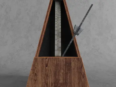 Metronome wooden music box with triangle on top 3D model