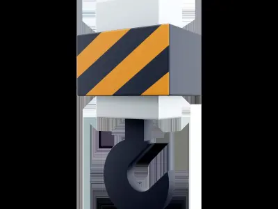 Crane hook cartoon icon 3D model