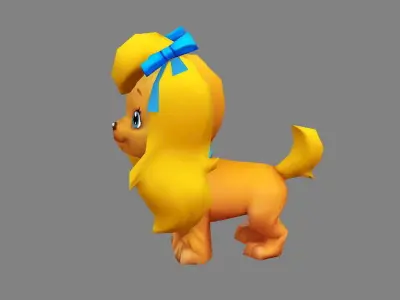 Cartoon puppy - yellow female dog - Pet dog Low-poly 3D model