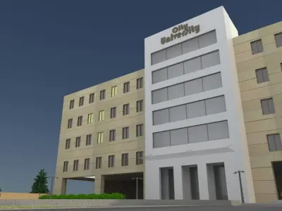 3D Architectural Complex Modern University Campus Low-poly 3D model