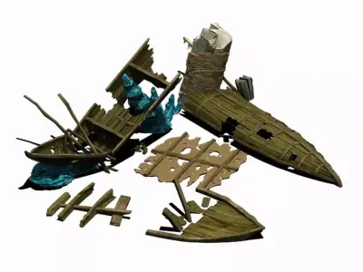 Game Submarine - Shipwreck 01 3D model