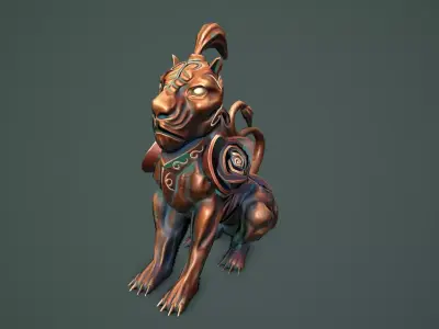 Statue lion Low-poly 3D model
