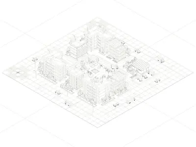 Cartoon Low Poly City Block 1 Low-poly 3D model