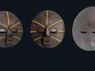 African Decor Mask 7 Low-poly 3D model