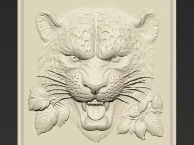 Angry Leopard Head A70 3D print model