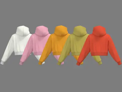 Female crop hoodie 3D model