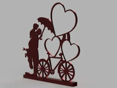 valentine gift photo frame 3D model