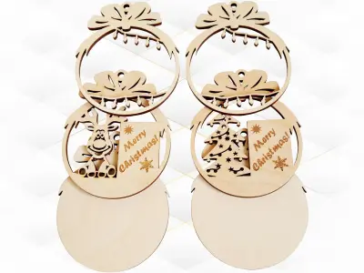 Christmas tree ball 2 template laser cut design 3D print model