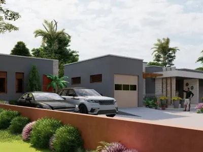 Contemporary hidden roof family home vii 3D model