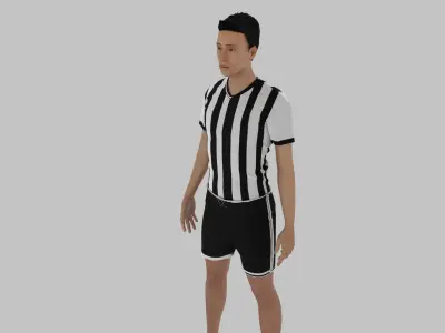 Footballer referee in soccer uniform Low-poly 3D model