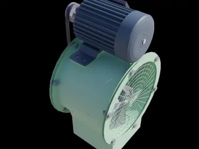 Electric Motor Blower Fan - Belt Driven 3D model