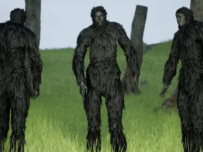 Hairy Beast Rigged - 4K PBR UE4 UE5 Asset Free low-poly 3D model