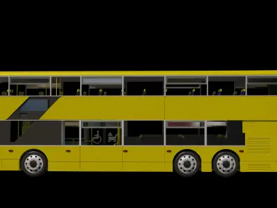 Lowpoly City Bus with interior Low-poly 3D model Low-poly 3D model