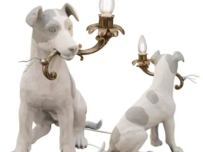 Dog lamp high poly for print  and low poly for visualization  Low-poly 3D model