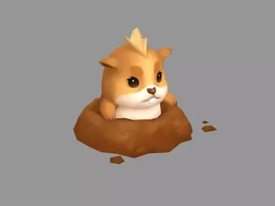 Cartoon groundhog Low-poly 3D model