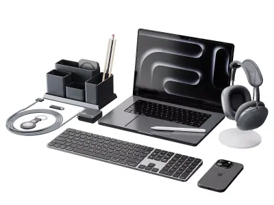  Set of Apple equipment 01 3D model