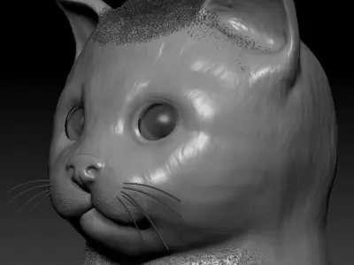 Cat head Low-poly 3D model