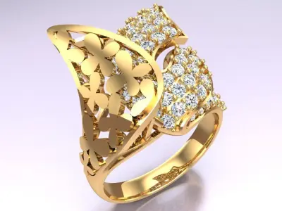  Mesh flower ring - Italian rings - Womens Rings - N6542 3D print model