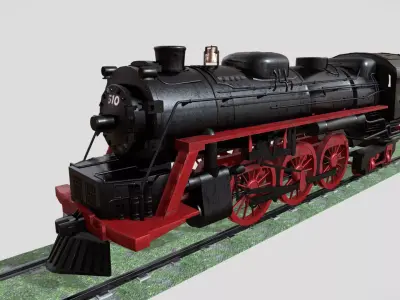 Steam Engine Train Wagon Low-poly 3D model